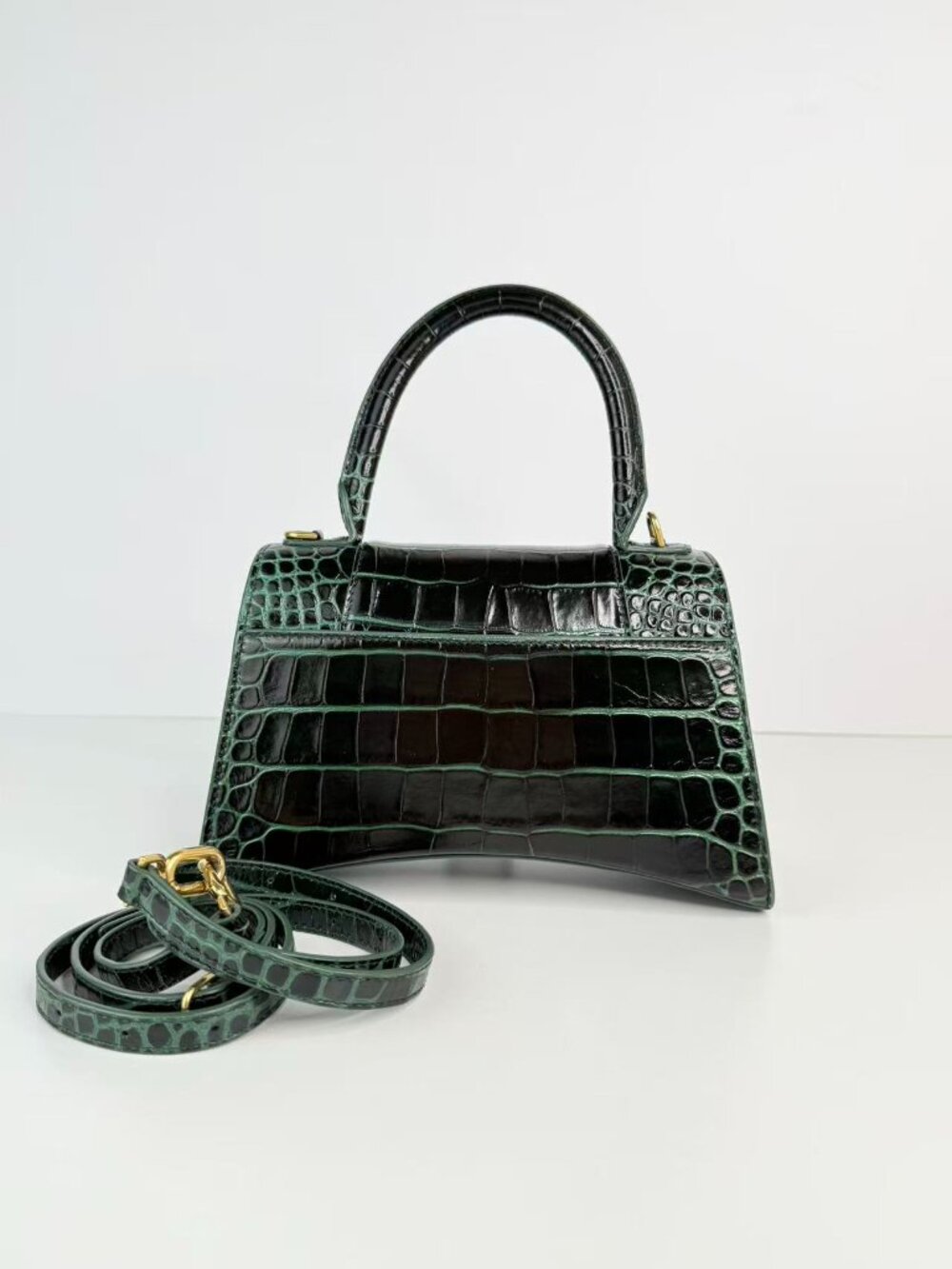 Balenciaga Hourglass XS Croc Embossed Leather Top Handle Crossbody Bag - Picture 3 of 11